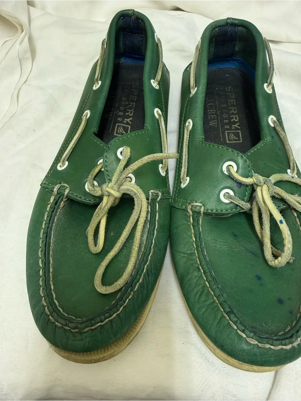 Sperry x J.Crew Green Leather Boat Shoes Men’s 10.5 M